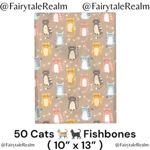 10”x13” Cats & Fishbones ( 50 ) Poly Mailers, Shipping Envelopes, Gift Bags